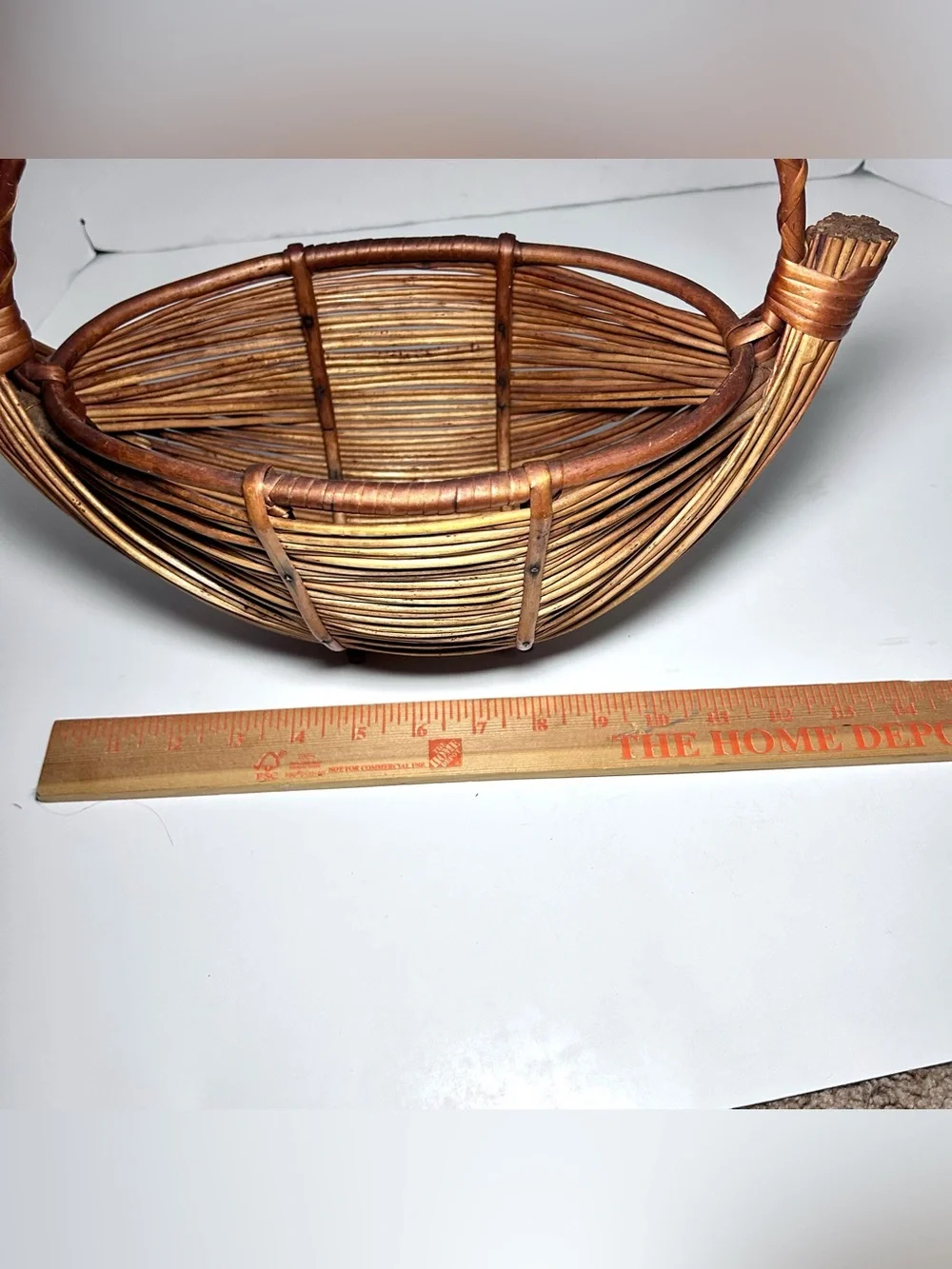 Vintage Boat Shaped Rattan Reed Handmade Fish Basket